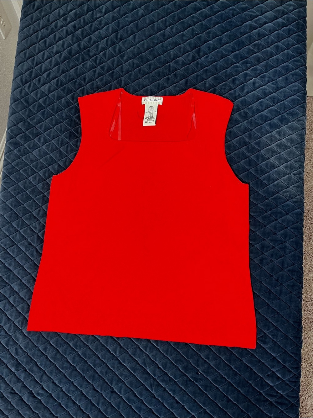 Classic White Stag Red Sleeveless Square Neck Tank - Orange - Soft/ Comfy - XL